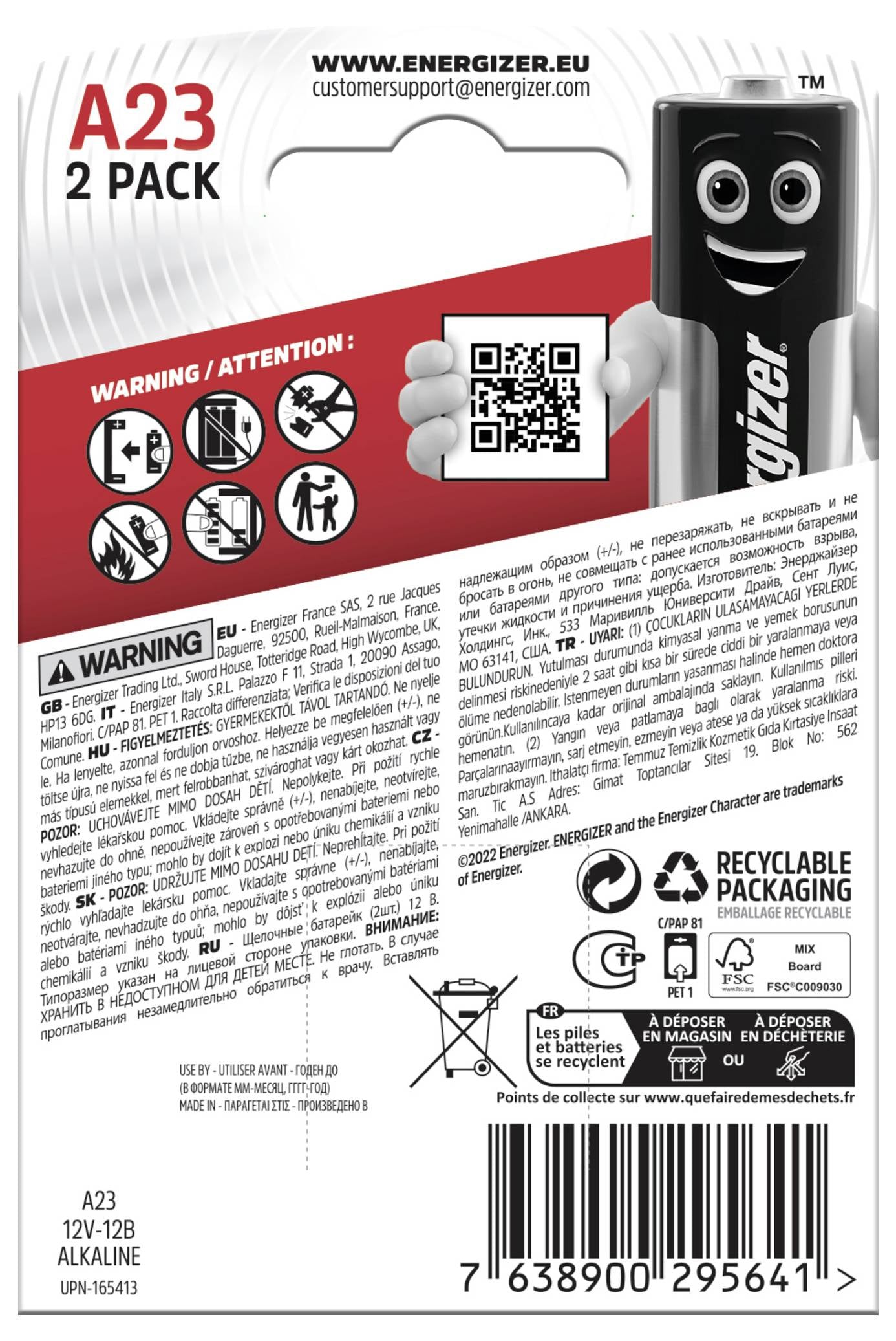 Pile type A23 12v-blister de 2
