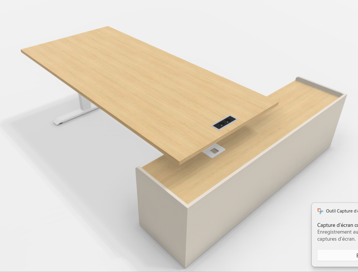 Bureau direction électrique L200xP90 avec crédence niche - Chêne clair