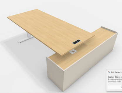 Bureau direction électrique L200xP90 avec crédence niche - Chêne clair