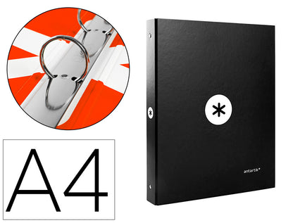 Classeur Antartik A4+ 4 Anneaux 40mm noir