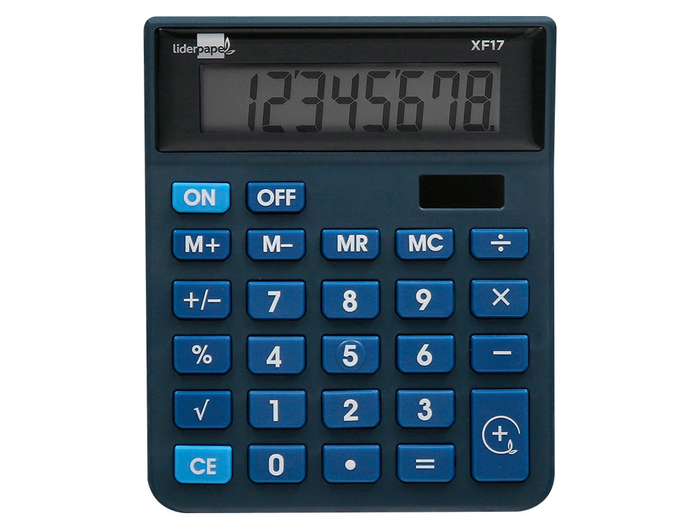 Calculatrice bureau 8chiffres solaire bleu