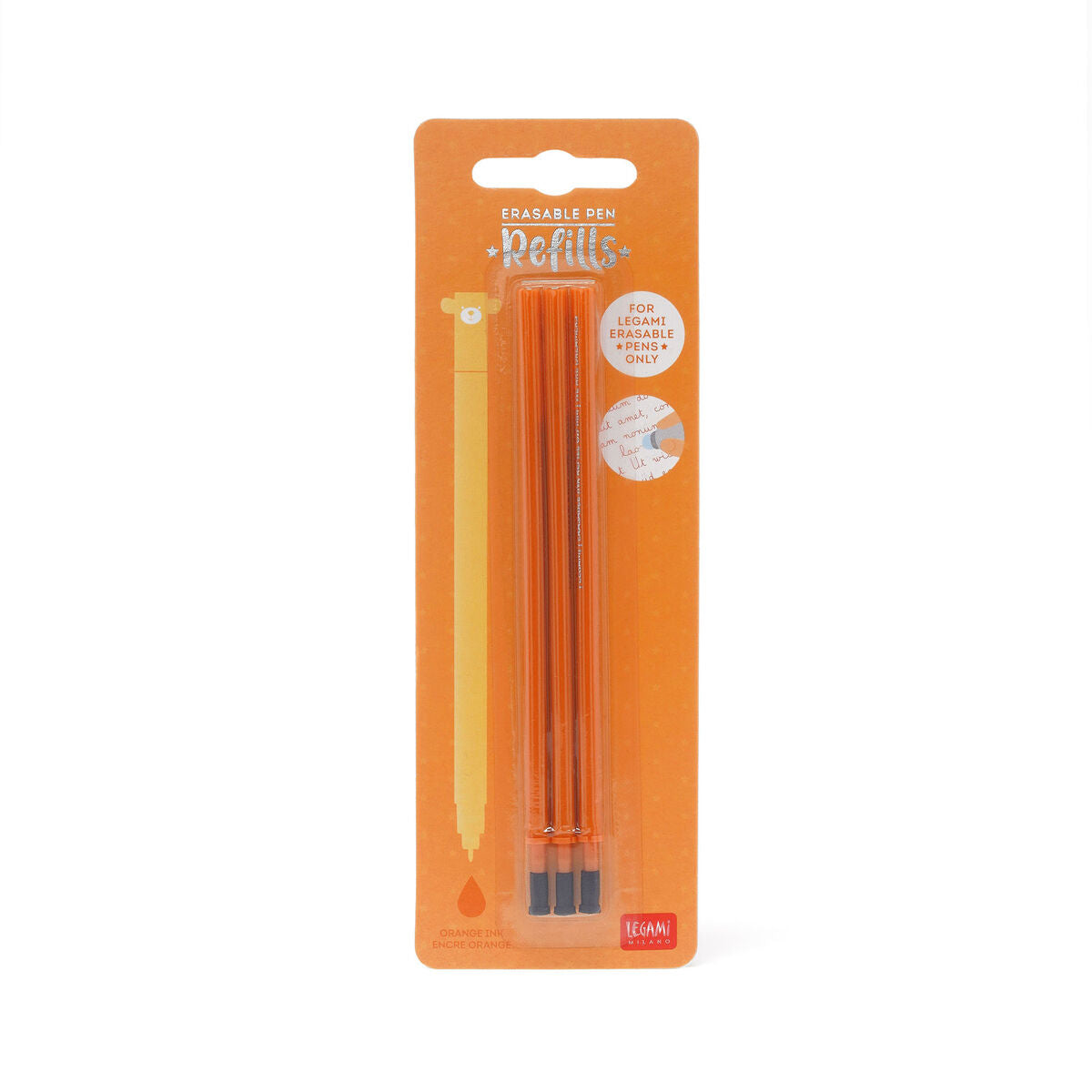 Recharges Stylo legami effaçable - Pointe 0,7 mm, Orange-pack de 3