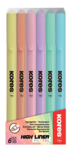 Étui de 6 surligneurs pastel - pointe biseautée