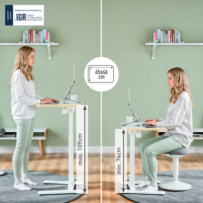 Bureau assis-debout compact pliable - Réglable en hauteur