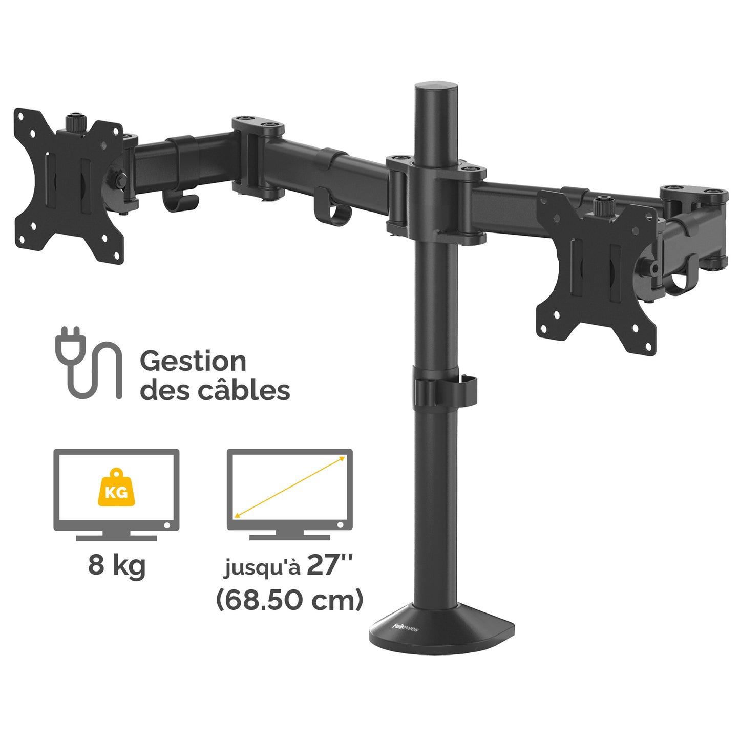 Bras porte-écran double - ergonomie et gain d'espace