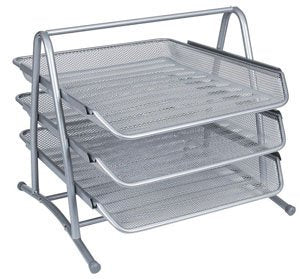 Corbeille courrier triple mesh gris