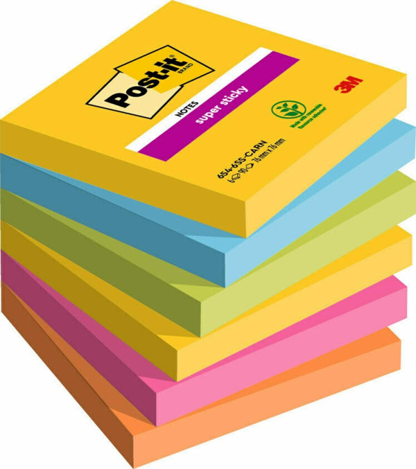 bloc adhésif Post-it sticky 76x76 carnival -lot de 6