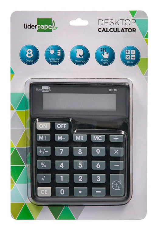 Calculatrice bureau 8chiffres solaire noir