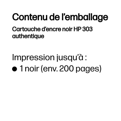 Cartouche d'encre HP noire 303 - rendement 200 pages