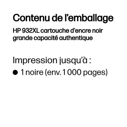 Cartouche d'encre HP noire 932xl - haut rendement