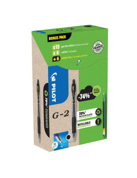 Stylo roller pilot G2 noir  pointe  0.7  Lot de 12 stylo+12 recharges dont 6 gratuites
