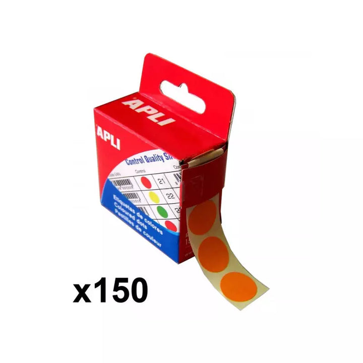 Pastille adhésive Ø15 mm Orange - Rouleau de 150