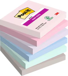 Notes Post-it® Super Sticky, Soulful, 76 mm x 76 mm lot de 6 Blocs